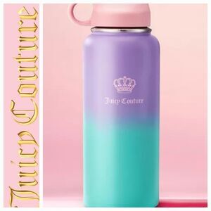 Juicy Couture Go Girl Fashion 32oz Insulated Tumbler w/Pop Up Straw- Purple/Teal